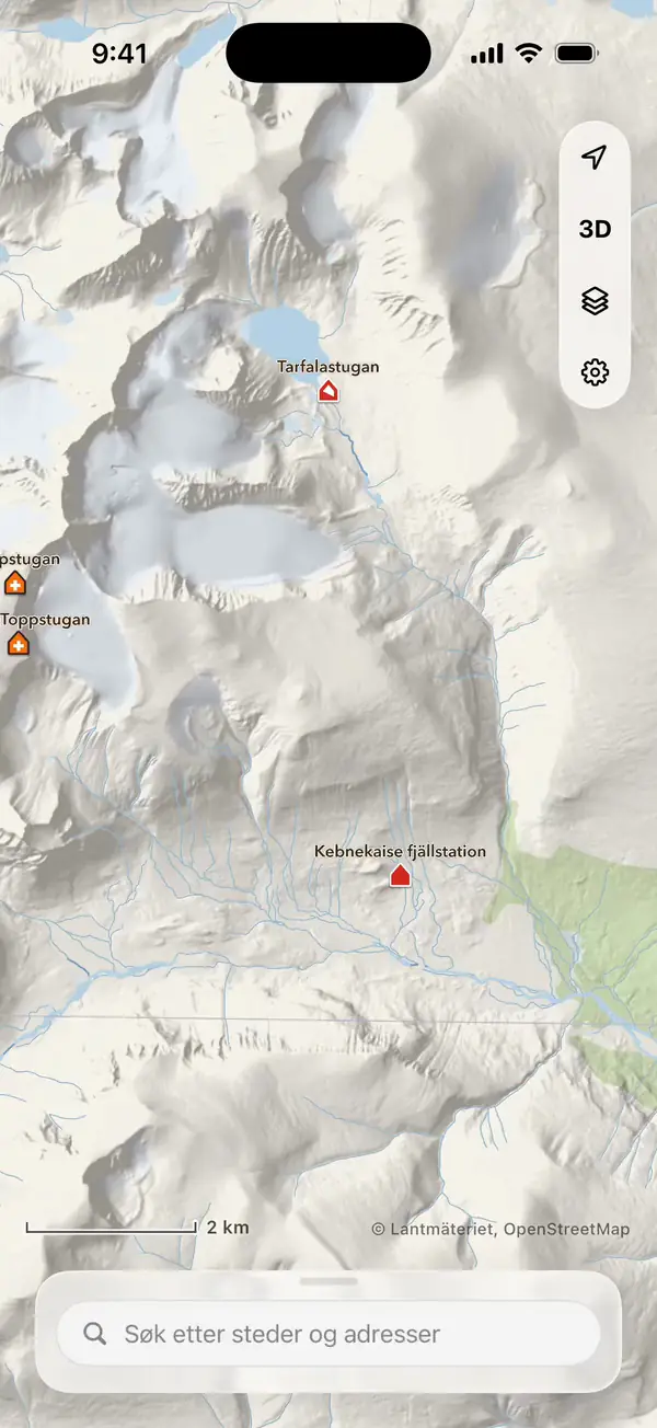 Die Karte bei Kebnekaise, Pallas und Landmannalaugar in iLende auf dem iPhone