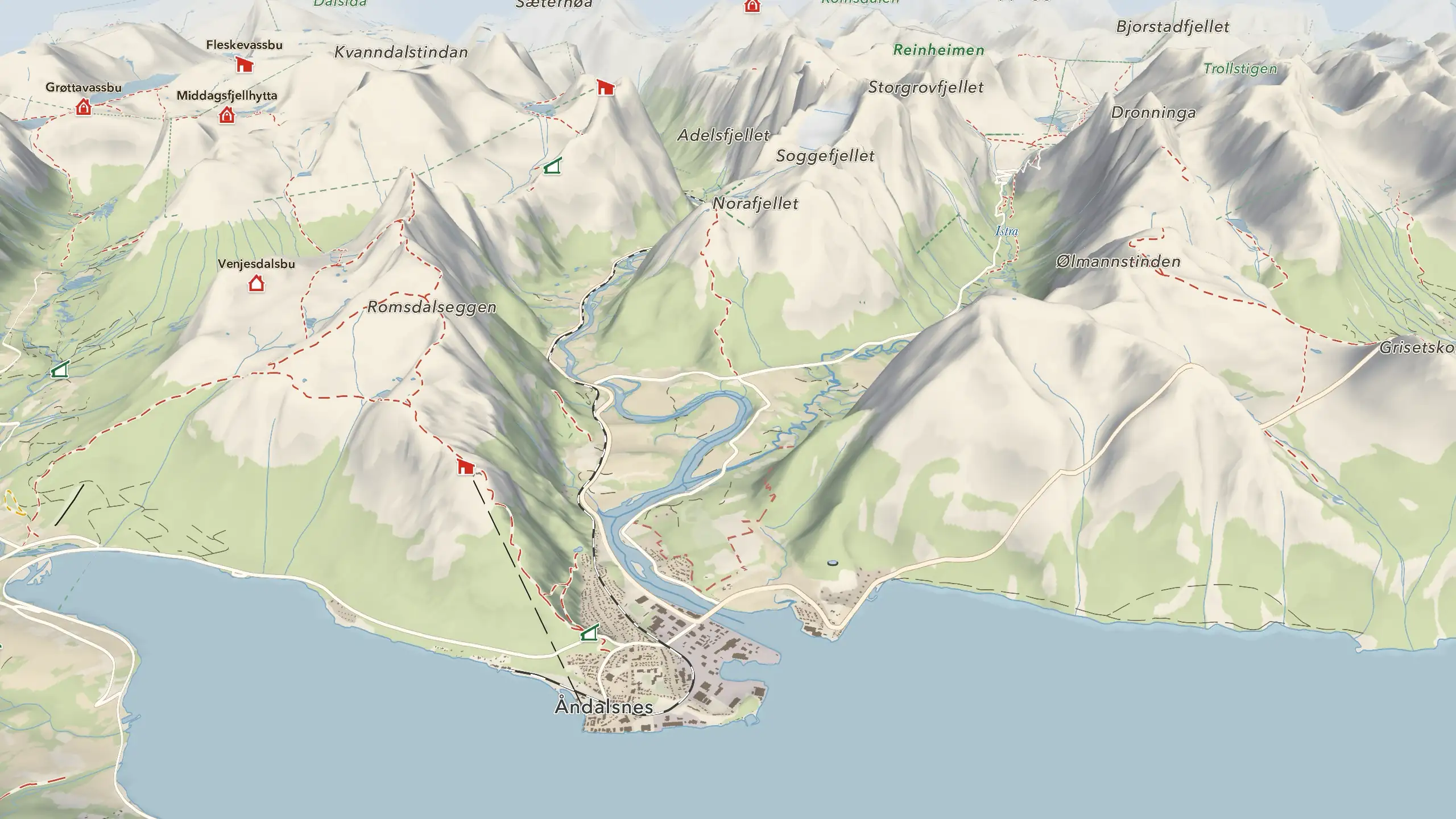 Die Karte in Bewegung: Romsdalen, Kebnekaise, Reinebringen, Landmannalaugar, Preikestolen, Koli